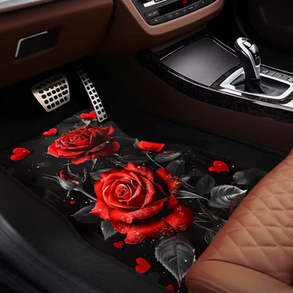 4 tapis de sol avec rose